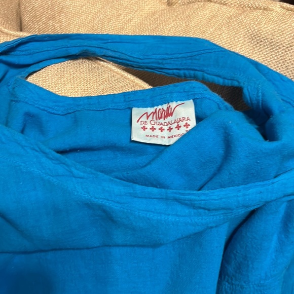 #105.Maria de Guadalajara,Artesanal Beatiful BLOUSE Tunic,OS plus size,Turquoise - Picture 6 of 7